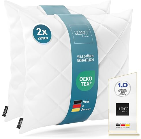 LILENO HOME Set di 2 imbottiture per cuscino, 60 x 60 cm - Cuscino interno lavabile a 95°C adatto per persone allergiche - Imbottitura in poliestere per cuscini da divano, poltrona, sedie e