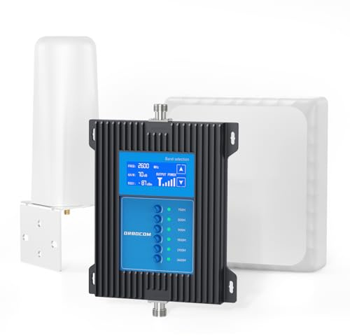 ORBOCOM 5G 4G LTE Amplificador de Cobertura Movil para Uso Doméstico Banda 28/20/8/3/1/7 Amplificador de Señal Movil con Repetidor Pantalla Táctil LCD Compatible con Todos Los Operadores Ogange Vodafo