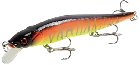 AMZfishing® Messeneuheit 2025 Bite Boss 115 Wobbler 11,5 cm/14 g | Wobbler Brochet | Wobbler Zander | Brochet Wobbler | Crankbait | Leurre grand (F: noir/orange)