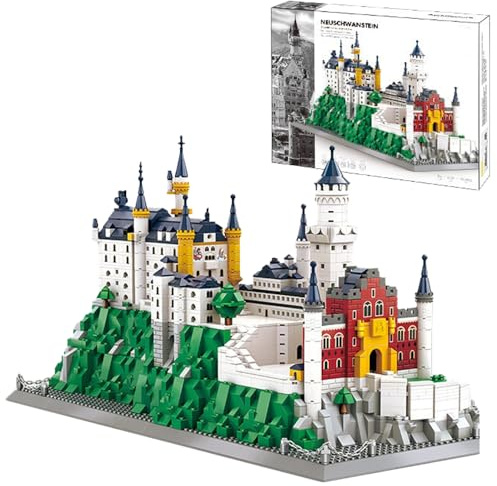 JOMIOD Schloss Neuschwanstein Bausteine Bausatz, 1969 Klemmbausteine Haus Modellbausatz, Modular Building Sammlerstück Geschenk Schwieriges Bausteinset für Erwachsene