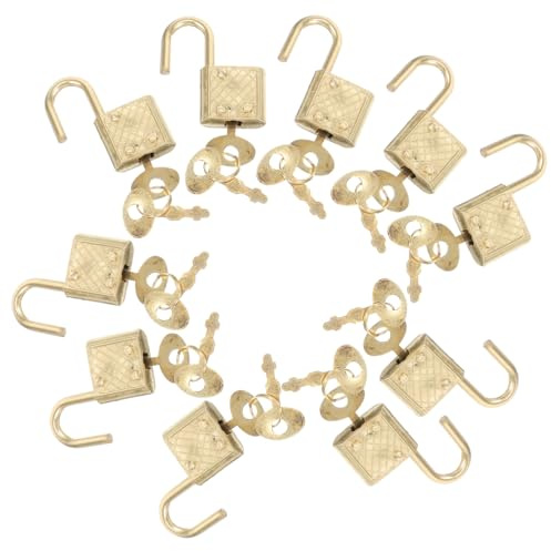 HOMSFOU 10 piezas Candados de Aleación de Zinc Resistentes al de Pequeños Candados para Maletas Mochilas y Cajas de Seguridad Seguros y Duraderos Color Dorado