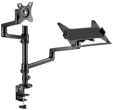 ICY BOX Monitorständer (für Monitor bis 32 & Notebook bis 17,3), VESA 75x75 / 100x100, ergonomische Halterung mit Kabelmanagement, Silikonpads, höhenverstellbar, IB-MS622-T