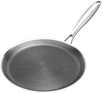 Stainless Steel Crepe Pan 24 Cm, Nonstick Stainless Steel Honeycomb Coating Pancake Pans, Honeycomb Coating Pancake Pan for Home Kitchen Breakfast Cooking Egg Stove