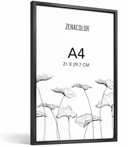 Zenacolor Bilderrahmen A4, Aluminium Schwarz - Schutzfolie Gegen Kratzer, Flexibel Aufhängbar Oder Freistehend