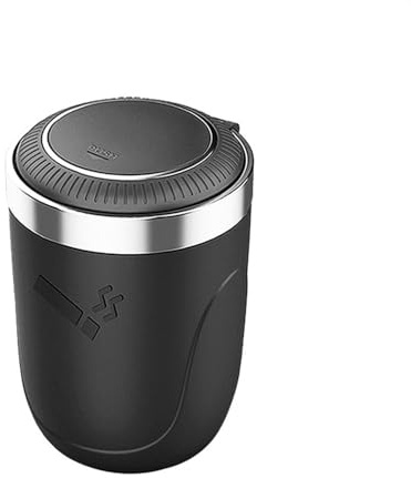yinjieEUR Posacenere per Auto per Jaguar E-Pace (X540 2017-2025 2026),Posacenere Portatile con Luce LED, Rivestimento Metallico Rimovibile con Coperchio,Porta Sigarette per Veicolo Anti-Odore,Black