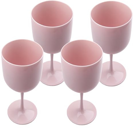Nimblyne 4 copas de vino de plástico: 480 ml, reutilizables, de polipropileno, irrompibles, para bodas, cumpleaños, fiestas, Navidad (rosa)