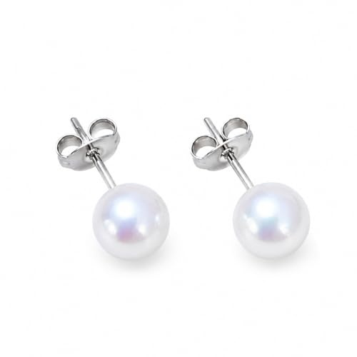 MAJALE_ Pendientes Perla Blanca Mujer Acero Inoxidable Hipoalergénico – Resistentes al Agua – Elegantes y Clásicos – Cierre de Presión – Disponibles en 3 Tamaños (8 mm)