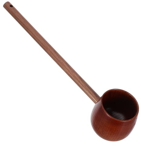 SEWOART Cucharón de Cocina de Madera Natural Mango Largo, Ligero y Práctico para Servir Agua y Vino, Adecuado para Ceremonias del Té y Jardinería al Aire Libre