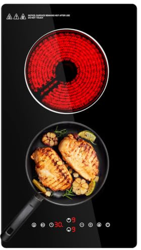 Plaque Vitrocéramique 2 feux,Table de Cuisson Encastrable,3000W, 9 Niveaux de Puissance,Commandes tactiles & minuteurs,Sécurité Enfant Pour Toutes les Casseroles