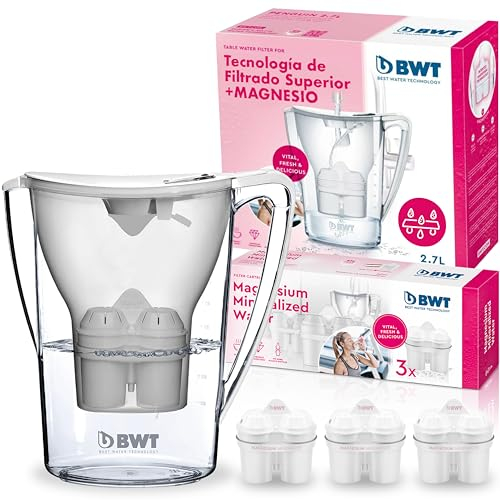 BWT Jarra Filtradora de Agua Vida Blanca 2,6L – Reduce Cal, Cloro e Impurezas – incl. 3 Cartuchos de Filtro Mineralizada con Magnesio