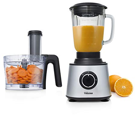 Tristar MX-4823 Robot da cucina multifunzione, 1.5 litri, 2 contenitori inclusi, Frulla, Tritatutto, Affetta, Gratuggia, lame in acciaio inox