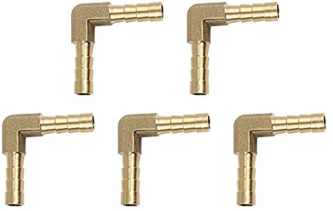 sourcing map 5 Stück Messing Schlauchverbinder 90 Grad Außengewinde Gold | Innendurchmesser 3,5mm, Hohe Abrieb- Und Korrosionsbeständigkeit, Geeignet Für Wasser, Luft, Öl, Kraftstoff