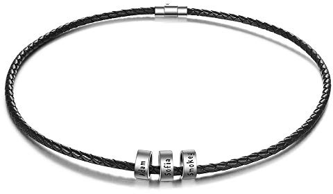 Personalisierter halskette herren mit Gravur 925 Silber Anhänger lederkette herren halsketten für herren für papa geschenk