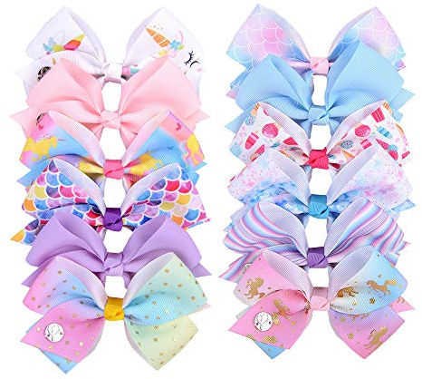 12 Stück Kinder Haarschleifen,Mädchen Grosgrain Band Haarspangen, für Mädchen Grosgrain Band Haarspangen Zubehör, Kleinkind Mädchen Geburtstagsgeschenk