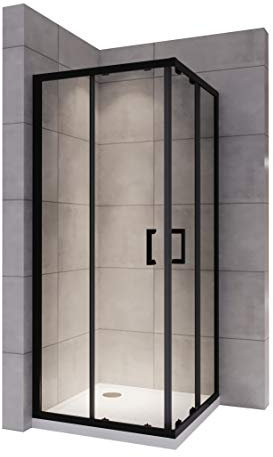 Moments of Glass Eckduschkabine 80x90 cm, Höhe 180 cm, Duschkabine mit Schiebetüren, 6mm ESG Nano Glas, hochwertiges Rollensystem, DK79