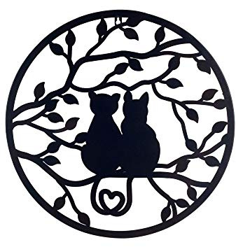 G&S Wanddekoration Eisen: Fenster auf Katzen & Garten, Anthrazit, H 50 cm