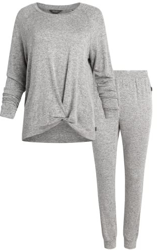 Eddie Bauer Damen 2-teiliges Jogging-Pyjama-Set – weich und gemütlich Lounge-Set (S-XXL), Hellgrau, L
