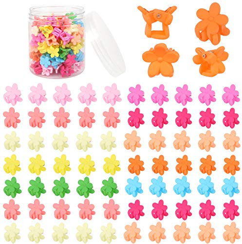 Fumanduo 100 Stück Mini Haarclips Baby Haarspangen Blumen Mini Haarclips Perlen Mehrfarbig Haarschmuck Klein Claw Haargreifer Klaue Clips Pins für Frauen und Mädchen Haarklammer Haar Zubehör