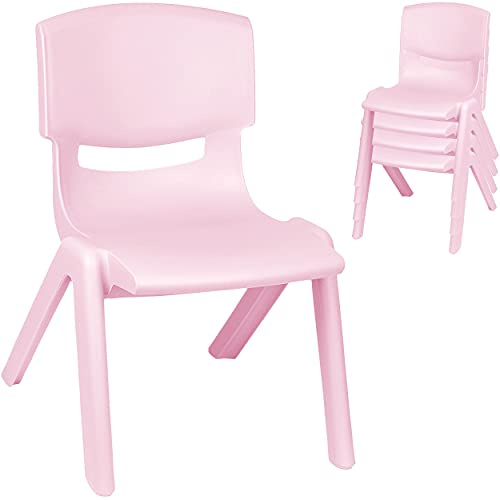 alles-meine.de GmbH 4 Stück - Kinderstühle/Stühle Farbe wählbar rosa/rosé - Pastell - Plastik - bis 100 kg belastbar/kippsicher - für INNEN & AUßEN - 0-99 Jahre - sta..