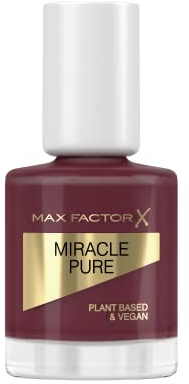 Max Factor Miracle Pure Nail Colour, Fb. 373 Regal Garnet, veganer Nagellack, lang anhaltend, schnell trocknend, 12 ml