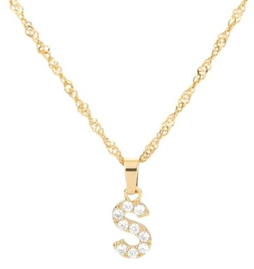 FPEAOB Buchstaben Kette Personalisierte Halskette mit Initial Buchstaben Anhänger Alphabet A-Z Buchstabenkette Damen Gold Kette Namenskette Geschenk für Frauen Weihnachten Geburtstag Valentinstag (S)