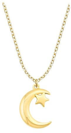 Sofia Milani - Damen Halskette 925 Silber - vergoldet/golden - Mond Anhänger - N0448