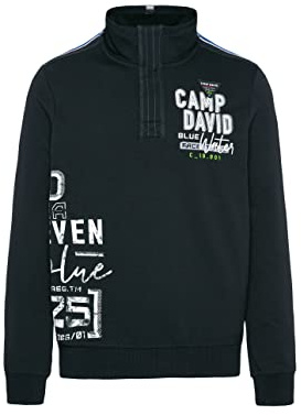 Camp David Felpa da uomo Troyer con logo tape, Shadow Navy, XL