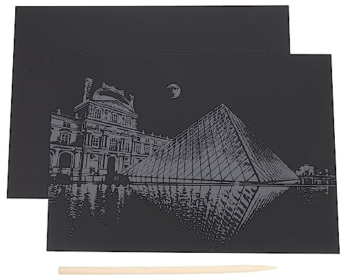 Ciieeo Kinderspielzeug 2Pcs Schwarzer Kratzer Kunst Papier Kratzer von Papiermalerei Nacht View Scratchboard City Serie Kratzpapier Kratzer Art Materialien Louvre Hausbedarf