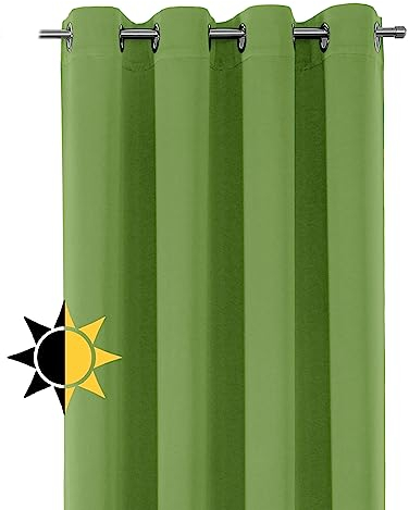 BEAUTEX Verdunkelungsgardine mit Ösen, Blackout Ösenschal Blickdicht abdunkelnd, Größe und Farbe wählbar (Breite: 140 cm, Höhe: 175 cm, Apfelgrün)