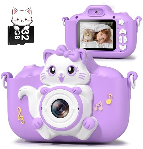 Gofunly Macchina Fotografica Bambini, 2.0 Pollici Mini Ricaricabile Fotocamera Digitale Bambini HD 1080P Selfie Videocamera con Scheda 32GB, Regalo Natale & Compleanno per Ragazze Ragazzi 3 a 12 Anni