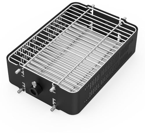 Onlyfire Cesta de Asado Ajustable, Acero Inoxidable Parrilla Plana Asador Cesta Encaja 12mm & 10mm Hexágono, 10mm Square & 8mm Cuadrados Escupir Barras para Chacoal, Kamado y Parrillas de Gas