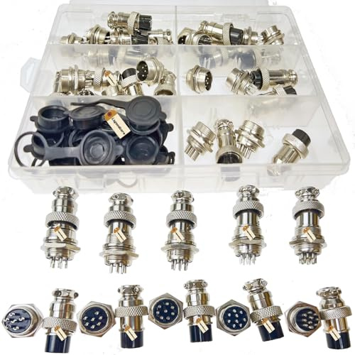 Lsgoodcare 48 pezzi 16 mm 6 pin 7 pin 8 pin 9 pin 10 pin maschio femmina GX16 filo metallo aeronautico cavo assortimento di connettori kit con tappi per l'aviazione