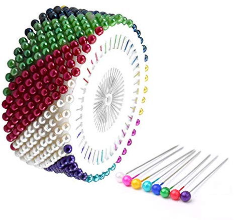 480 Pezzi Spilli per Perle, Spilli con Testa Colorata, Spilli per Bouquet di Fiori, Spille da Cucito Dritte per Artigianato Fai Da Te, Spilli Da Sarta per Progetti Di Stoffa Gioielleria Artigianato