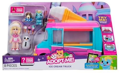 Adopt Me! Ice Cream Truck - Transforming Vehicle with Lights and Sounds - Top Online Game - Exclusive Virtual Item Code Included