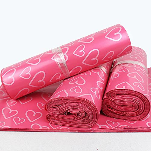 Versandtaschen,Plastik Versandtaschen 100 Pcs Pink Heart Pattern Self-Seal Adhesive Shoes Bag Shipping Bags Matte Material Envelope Mailer Mailing Bag Packaging Bags (Color : Pink 38x52cm)