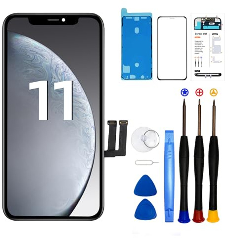 DTD Pantalla LCD para iPhone 11, Piezas de Repuesto de digitalizador de Vidrio 3D Touch de 6.1 Pulgadas con Kit de reparación, Compatible con los Modelos A2111, A2221, A2223