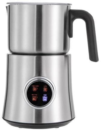 Espumador de leche eléctrico, 900 ml, 4 en 1, espumador de leche para café, chocolate caliente, leche caliente, rizo, espumador de leche eléctrico, de acero inoxidable, 500 W