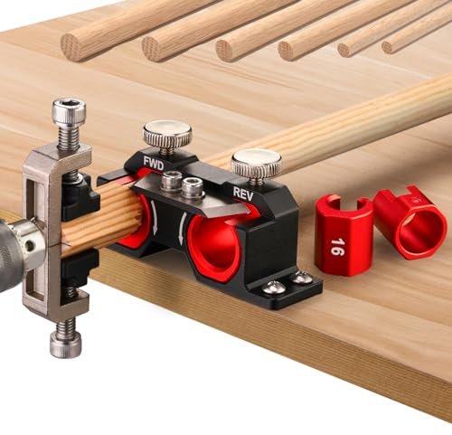 Double Cutting Dowel Maker Jig Kit Electric Drill Carbide Inserts Stable wooden Dowel Cutter tool Dowel Plate (Metric 9 different diameters)
