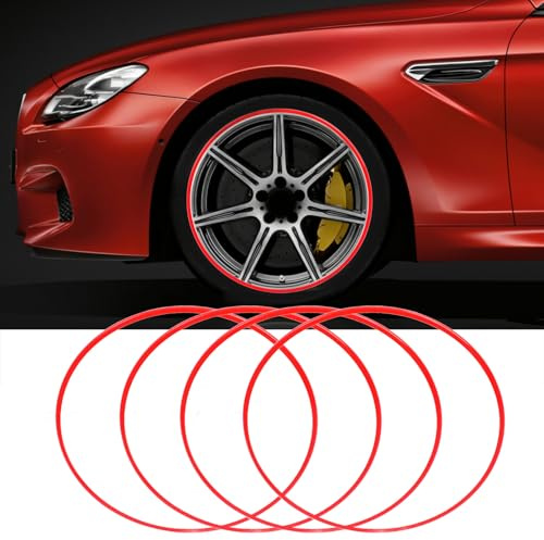 Akozon ALUMINUM ALLOY WHEEL RIM PROTECTOR ENSURES 360 DEGREE FOR CAR RIMS RED UNIVERSAL 18 INCH HUB