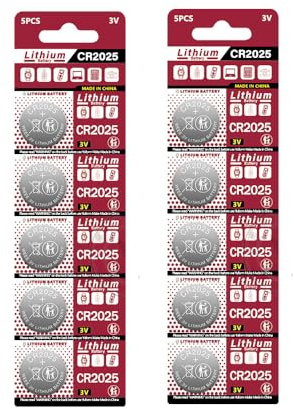MUNDDY - Pack de 10 Pilas de Boton en Blister Pila Boton Litio CR2025 3V