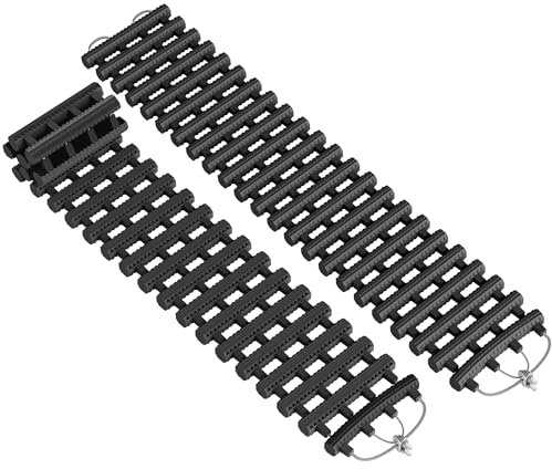 NAIZY 2x Auto Anfahrhilfe Offroad 100x21 cm Sandboard Wohnmobil Traktionshilfe aus TPR+Stahl Anfahrmatte Sandblech mit Tragetasche, für Wüste, Schlamm, Schnee