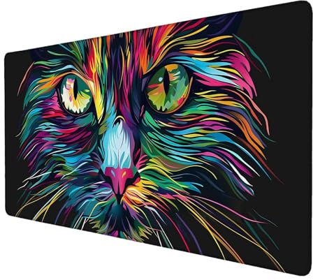 Mauspad Katze, Mauspad XXL 1000x500 mm, Großes Schreibtischunterlage mit Farbe Motiv, Gaming Mousepad mit Einer Speziellen Oberfläche Verbessert Geschwindigkeit und Präzision, für Spiel, Zuhause B-6