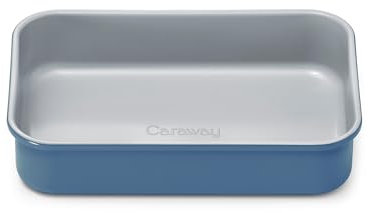 Caraway Molde rectangular pequeño antiadherente de 9 x 6.5 pulgadas, no tóxico, libre de PTFE y PFOA, núcleo de acero aluminizado, sartén profunda de cerámica para cazuelas, lasaña y más, pizarra