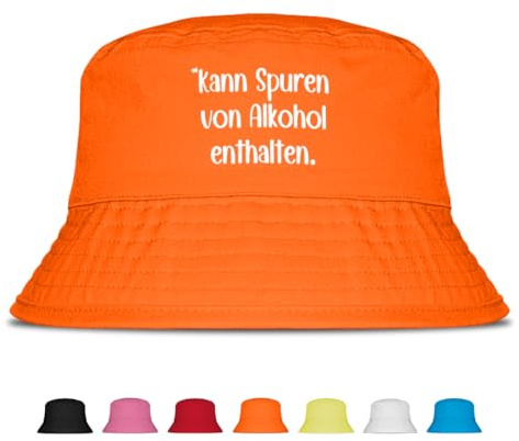 Kann Spuren von Alkohol enthalten - Lustiger Fischerhut – Der perfekte Sonnenhut für Herren & Damen – Ideal als Malle-Outfit, Party-Accessoire & Festival-Eimerhut für den Strand