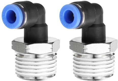 sourcing map Lot de 2 raccords à pousser pour connecter 90 raccords 1/2 NPT mâle x 6 mm ID coudé raccord rapide tuyau d'air pneumatique pour tuyau d'eau, gaz, huile