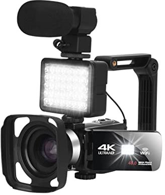 Videocamera, 4K Ultra. HD. Videocamera della videocamera Videocamera Videocamera digitale con registrazione vocale Vlogging Camera registratore 16x Digital Zoom 270 gradi Rotazione webcam(Standard)