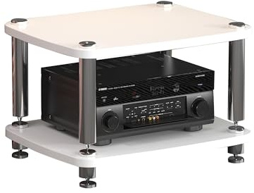 WXZXWXZX Mobile Giradischi Vinili Supporto Casse Audio1/2/3/4 Livelli Mobile Multimediale per HiFi Stereo Casa Lettori Dvd Console di Gioco e Router WiFi(White,60 * 48 * 38cm)
