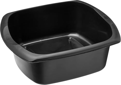 Rectangular Washing Up Bowl 9.5 Litre Durable Eco Made from 100% Recycled Plastic Kitchen Sink Basin Dish Pan Large Capacity Space Saving (Soft Black)