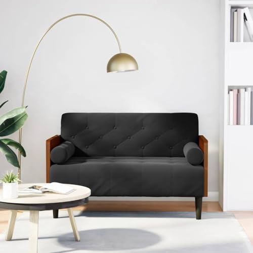 HOMEELIKE 110 cm Zweisitzer-Sofa aus Samt mit Nackenrollen - Sanfter Stoff, Stuetzende Sitzflaeche Fuer Langzeitkomfort
