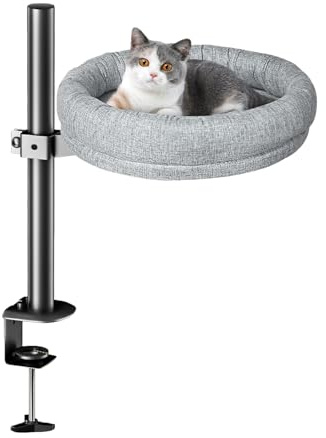Katzenbett Schreibtisch, Indoor Katzenschlafplatz Schreibtischliege, 360° Drehbares, Erhöhtes Katzenhaus Über Dem Schreibtisch, Platzsparendes Design-Schreibtisch-Kätzchenhaus Für Beistelltisch